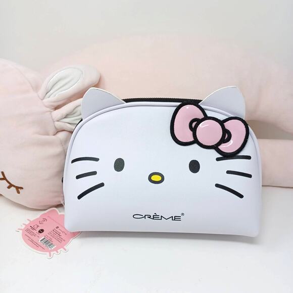 NWT Crème Shop Hello Kitty Makeup Bag with Pink Bow - Picture 1 of 5